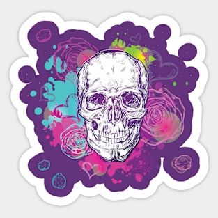 Colorful skull with flowers Sticker